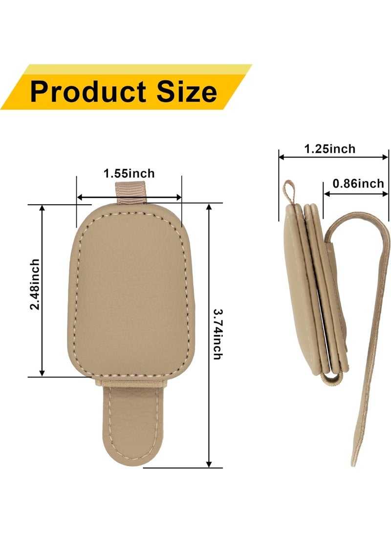 حامل نظارات الشمس للسيارة، حامل نظارات الشمس المغناطيسي من الجلد ومقص بطاقة التذاكر، إكسسوارات الغطاء الأمامي للسيارة، 2 عبوات (لون البيج) - Image 4